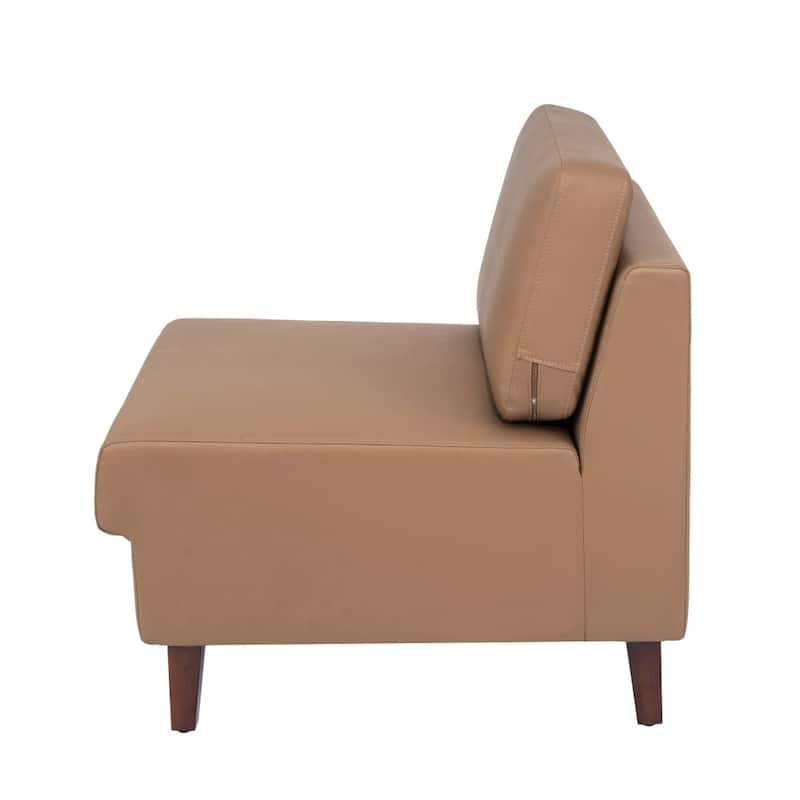 Commercial Modular Armless Middle Chair with Solid Wood Legs - 28.25"W x 31.5"D x 31.75"H