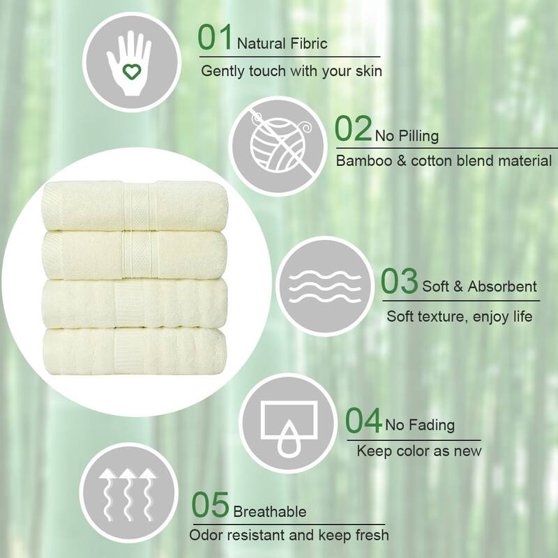 4Pcs Bath Towels Soft Absorbent 27"x54" - 70 x 140cm/27 x 54 inch