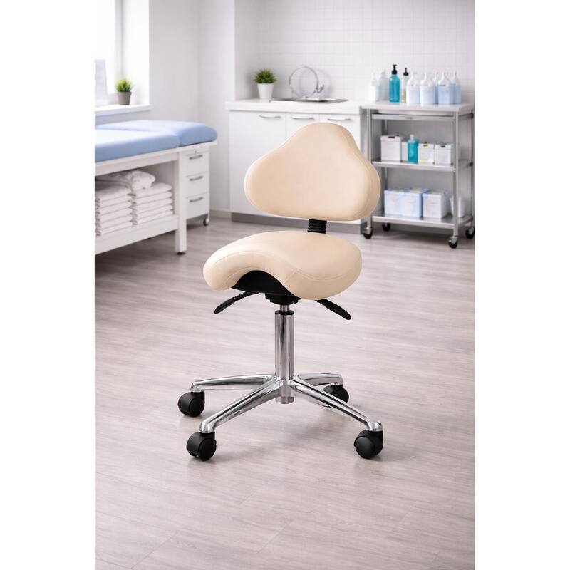 Ergonomic Adjustable Tilt Saddle Stool Chair With Back Support Home Office Exam Waiting Rooms Desk Dentistry Doctor
