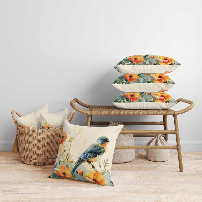 Tranquil Thicket Faux Suede Reversible Throw Pillow Beige and Orange