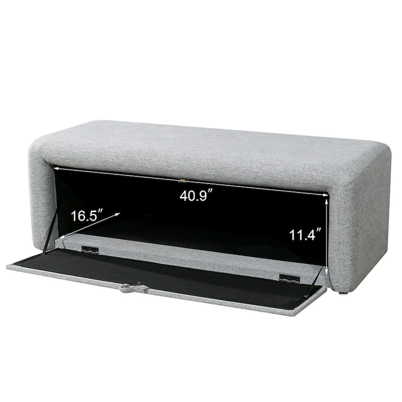 Adeco 49 Inches Side-opening Storage Bench Ottoman with Padded Cushion - 49.2"X18.9"X16.5"