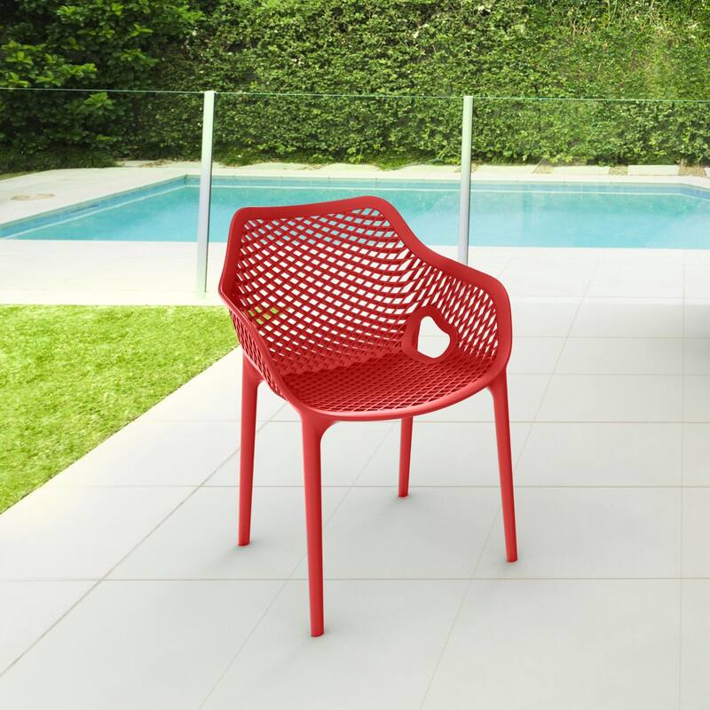32.25" Red Outdoor Patio Dining Arm Chair - Extra Large