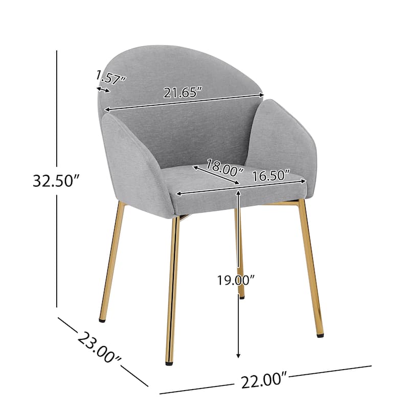 Catherinae Polyester Upholstered Dining Chair (set of 2) with Golden Brass by Christopher Knight Home