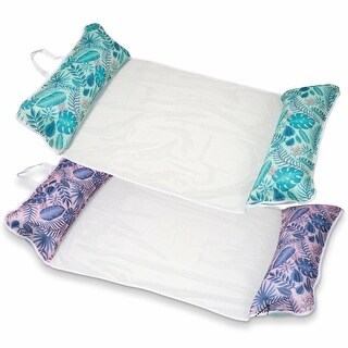 Joyfy 4-in-1 2 Pack Hammock Inflatable Pool Float, Cyan and Purple - 4 ...