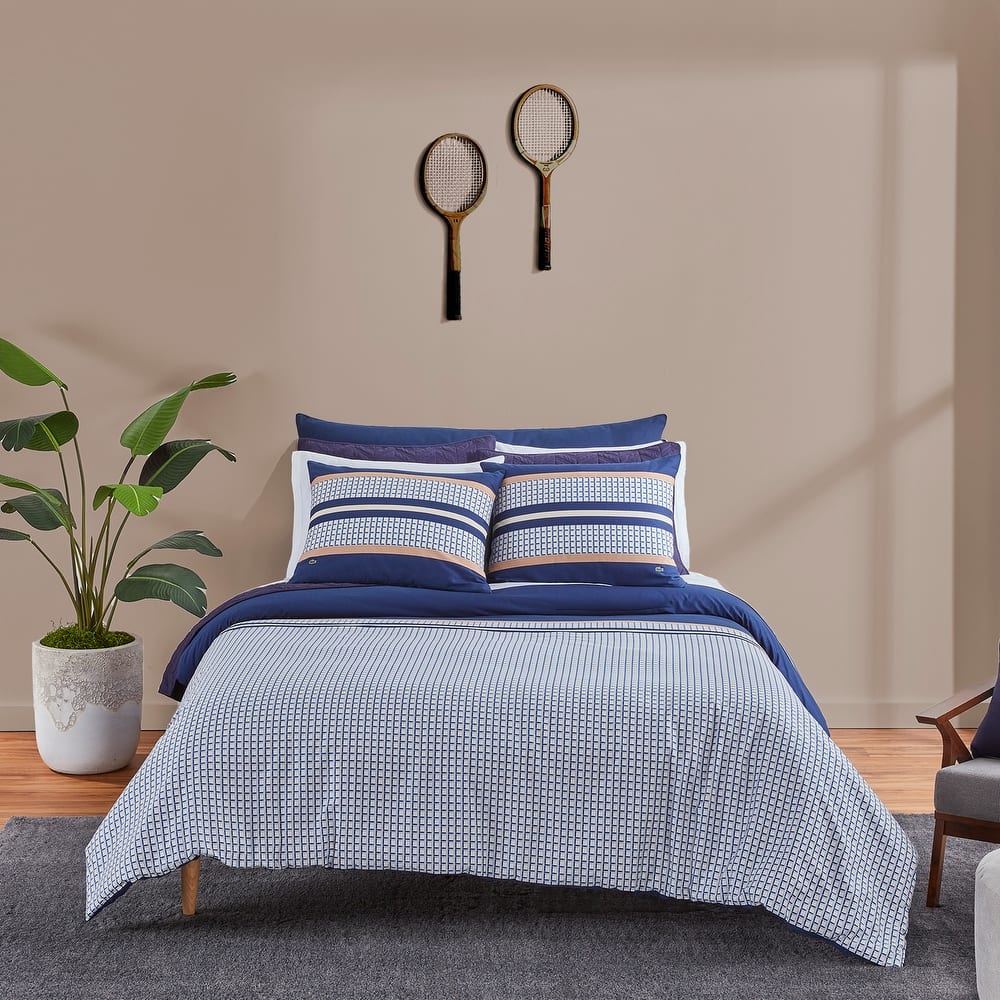 Lacoste Micro Logo 3-Piece Cotton Comforter Set