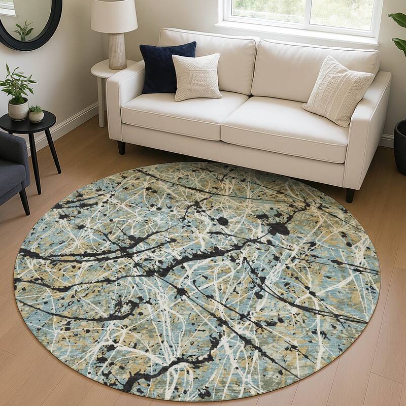 Machine Washable Indoor/ Outdoor Modern Splatter Chantille Rug
