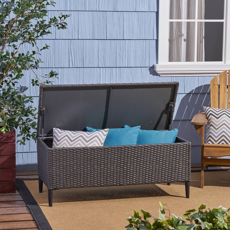 Rattan Storage Bench Leisure Bench, Patio Bench Outdoor Bench