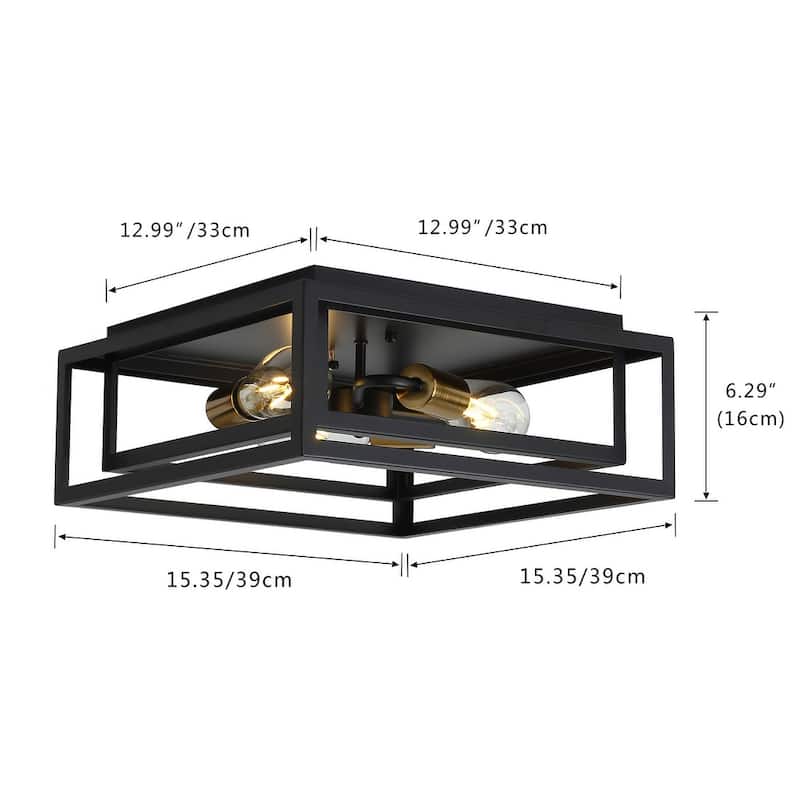 Industrial Black 3-Light Caged Ceiling Lamp for Kitchen Dining Room