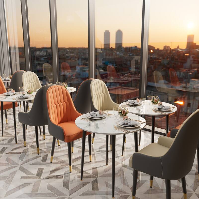 Microfiber Silicone Leather Upholstered Dining Chairs (Set of 2)