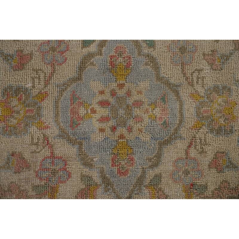 Hand Knotted Oriental 100% Wool Carpet Traditional Floral Pink Mashad Area Rug - 13' 0'' X 9' 6''
