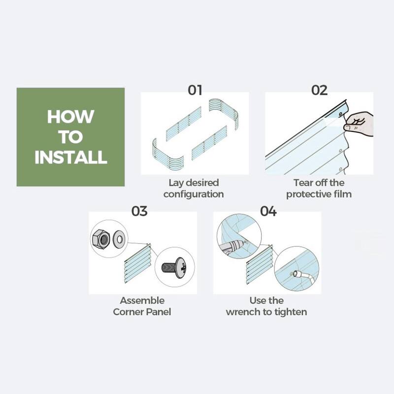 Galvanized Steel Rectangular 6-Ft x 3-Ft Raised Garden Bed Planter - 6' x 3'