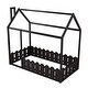 preview thumbnail 8 of 12, Twin Wood House Bed with Roof & Fence - Playhouse Design for Kids