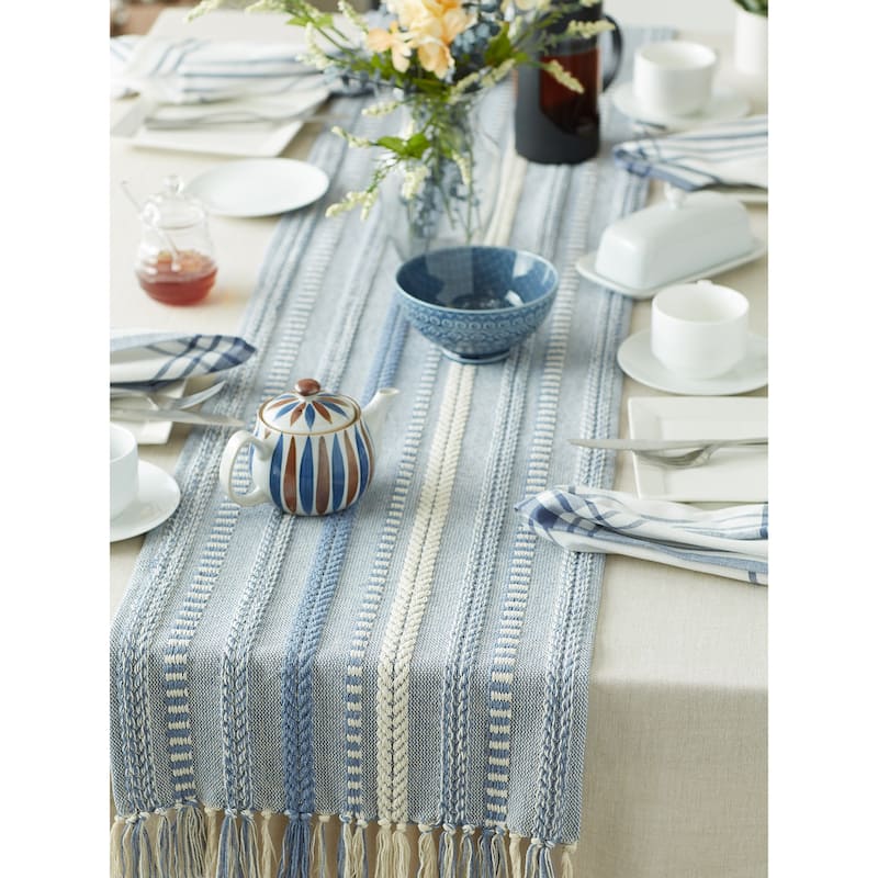 DII Black Braided Stripe Table Runner