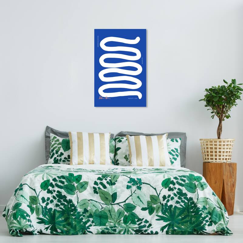 Wynwood Studio Canvas Advertising Curved Positivity Blue and Modern & Contemporary Wall Art Canvas Print - 24 x 36