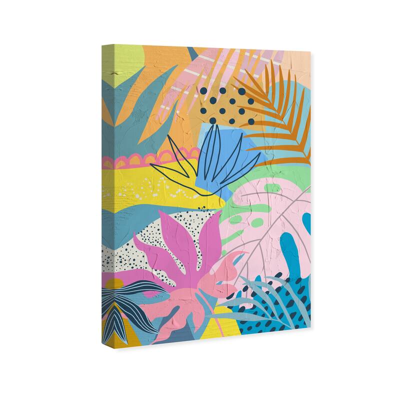 Wynwood Studio Canvas Floral and Botanical Abstract Floral Bash Pink and Mid-Century Modern Wall Art Canvas Print