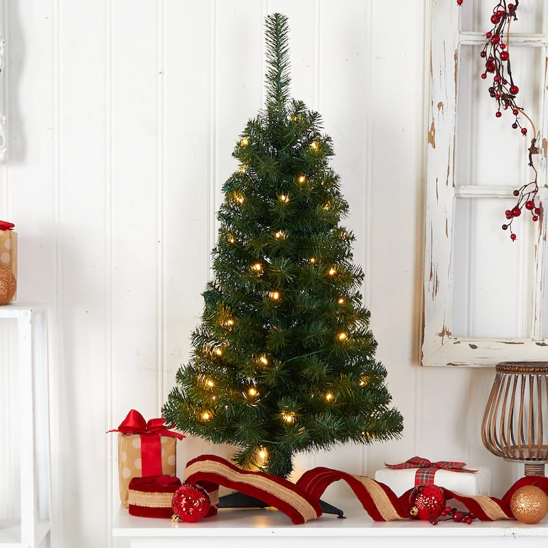 3' Green Christmas Tree with 50 LED Lights and 118 Bendable Branches - 3