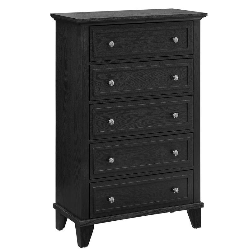 5 Drawer Dresser for Bedroom - Black