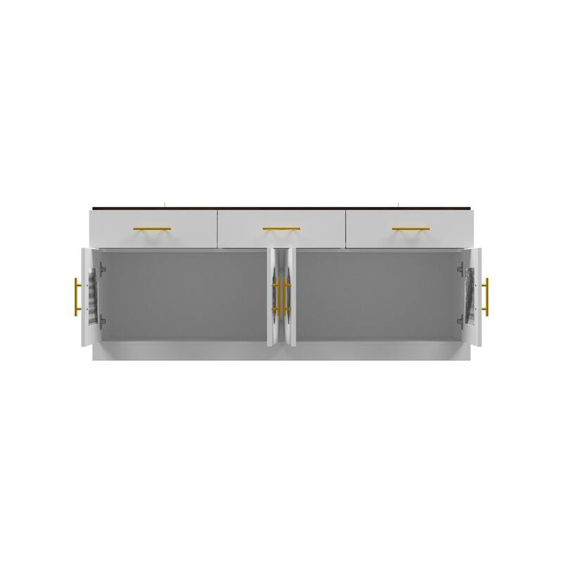 Sideboard Buffet Cabinet with Acrylic Pattern Doors and Gold Handles Bookshelves Bookcase Console Table