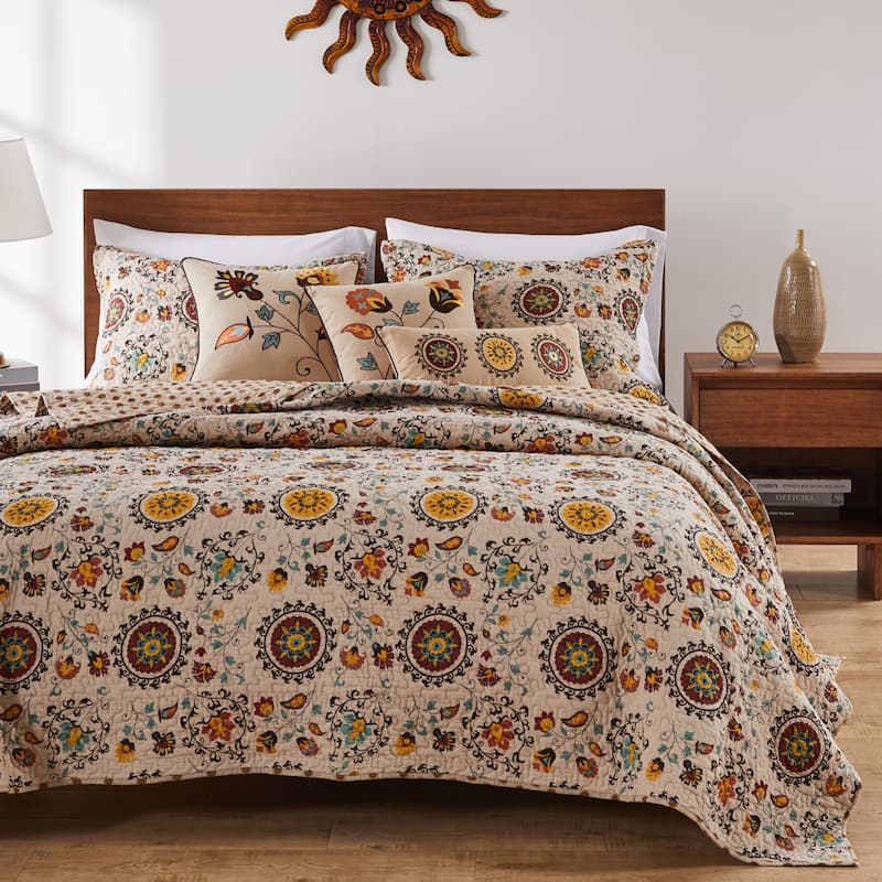 Greenland Home Fashions Andorra 5-piece Oversized Reversible Bonus Quilt Set