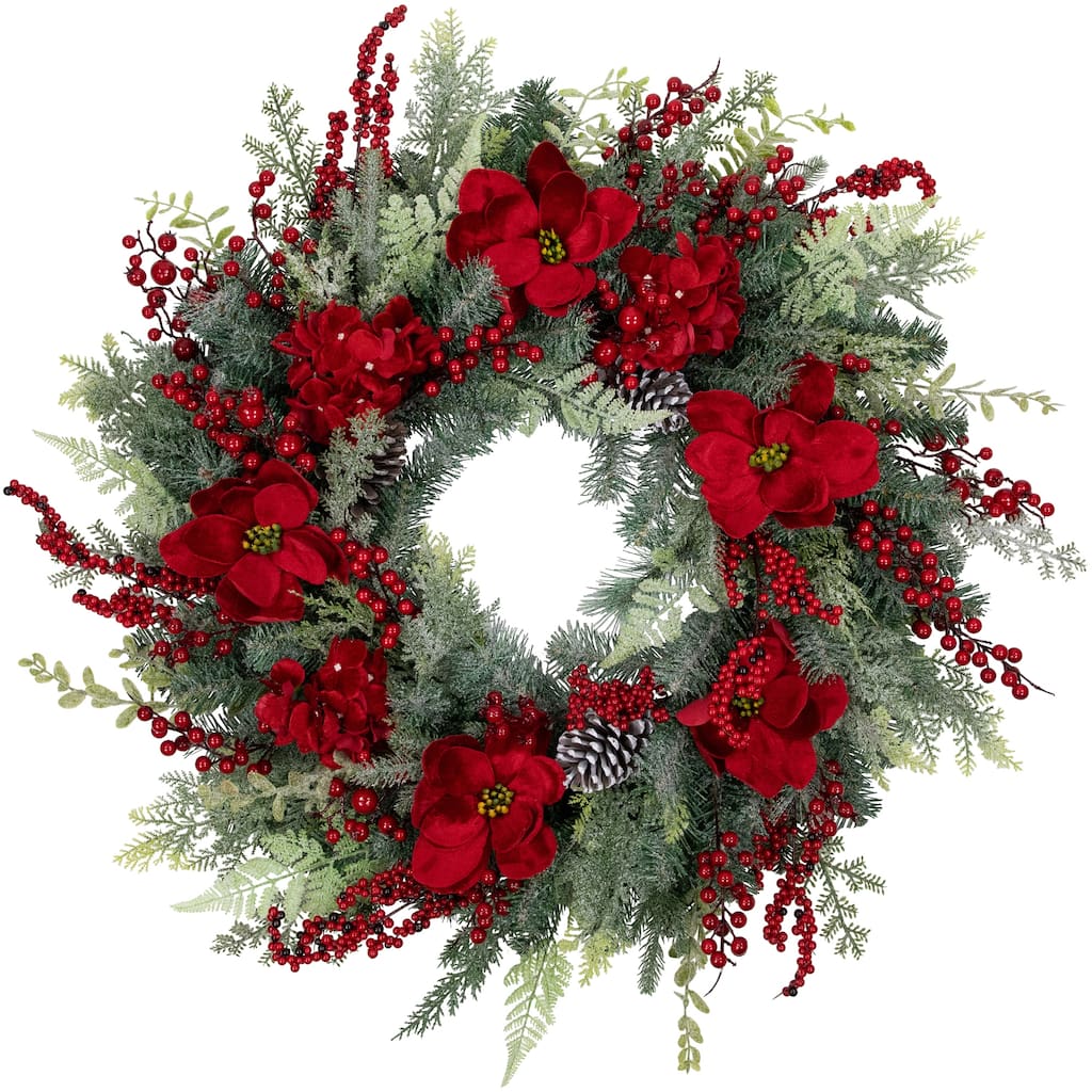 Real Touch™ Poinsettia Pinecone Artificial Christmas Wreath 38" Unlit