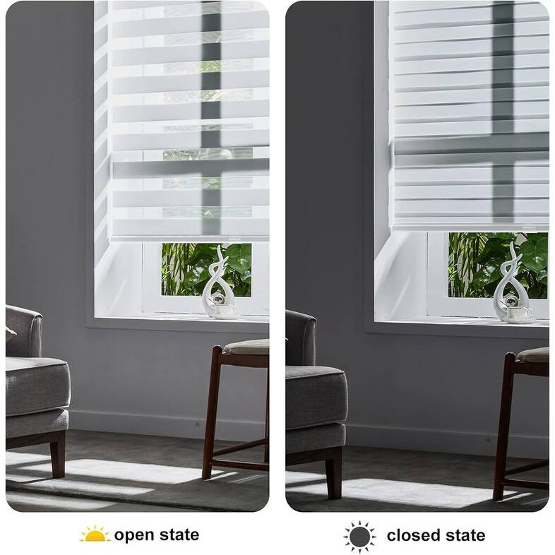 Cordless Zebra Blinds for Windows Free-Stop Roller Windows Shades - 35" W X 64" H