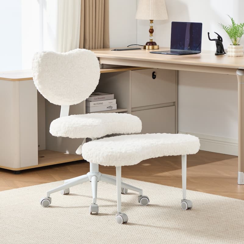 Anmytek Cross Legged Chair with Wheels,Criss Cross Desk Chair with Lumbar Support and Adjustable Stool