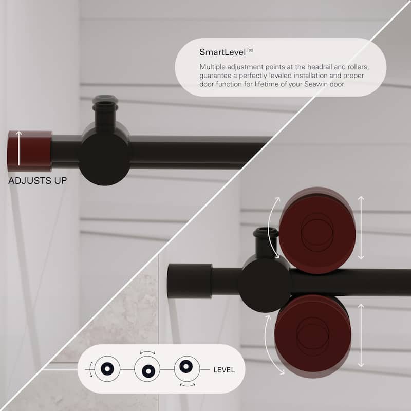 Seawin 48 - 52 in. W x 77 in. H Cosmo Frameless Shower Door 3/8 inch (10 mm) Thick Clear Tempered Glass with NanoShield Coating