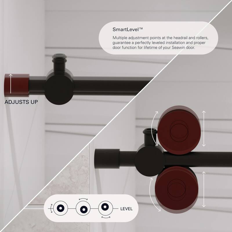 Seawin 68 - 72 in. W x 77 in. H Cosmo Frameless Shower Door 3/8 inch (10 mm) Thick Clear Tempered Glass with NanoShield Coating