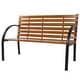 preview thumbnail 12 of 10, 48" Hardwood Slotted Steel Cast Iron Frame Outdoor Patio Garden Bench Park Seat