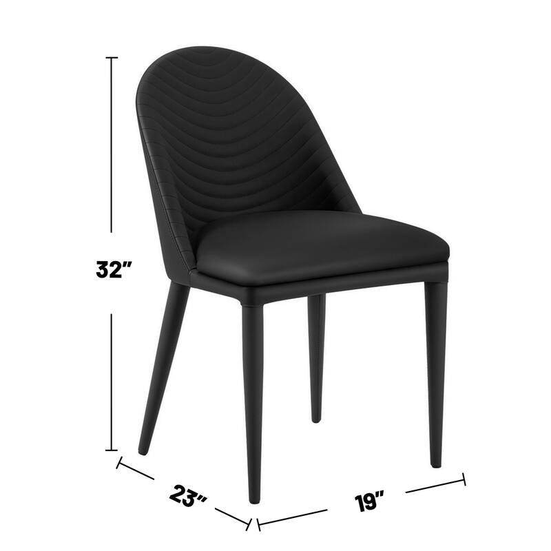 Set of 2 Leatherette and Metal Side Chairs with Curved Back
