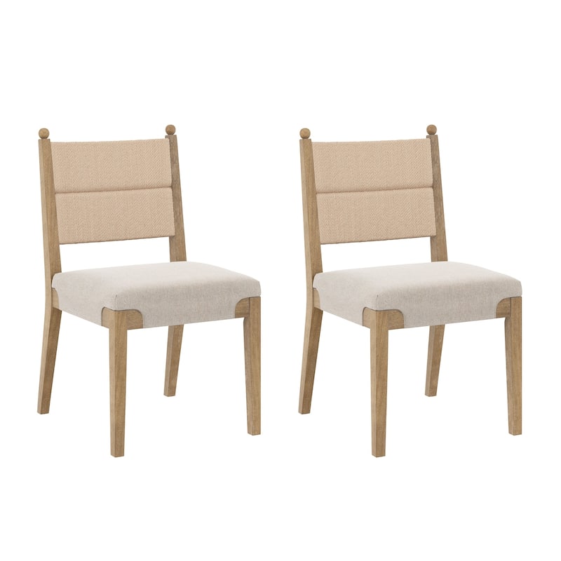 Cove Boho Solid Wood Dining Chair with Woven Seagrass Back and Upholstered Seat