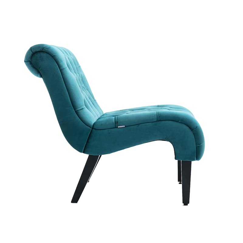 Velvet Upholstered Leisure Chair For Living Room With Wood Legs