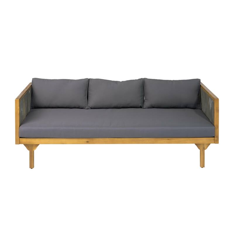 Christopher Knight Home - Outdoor Teak Finish Wood & Rope Woven Sofa Set with Coffee Table