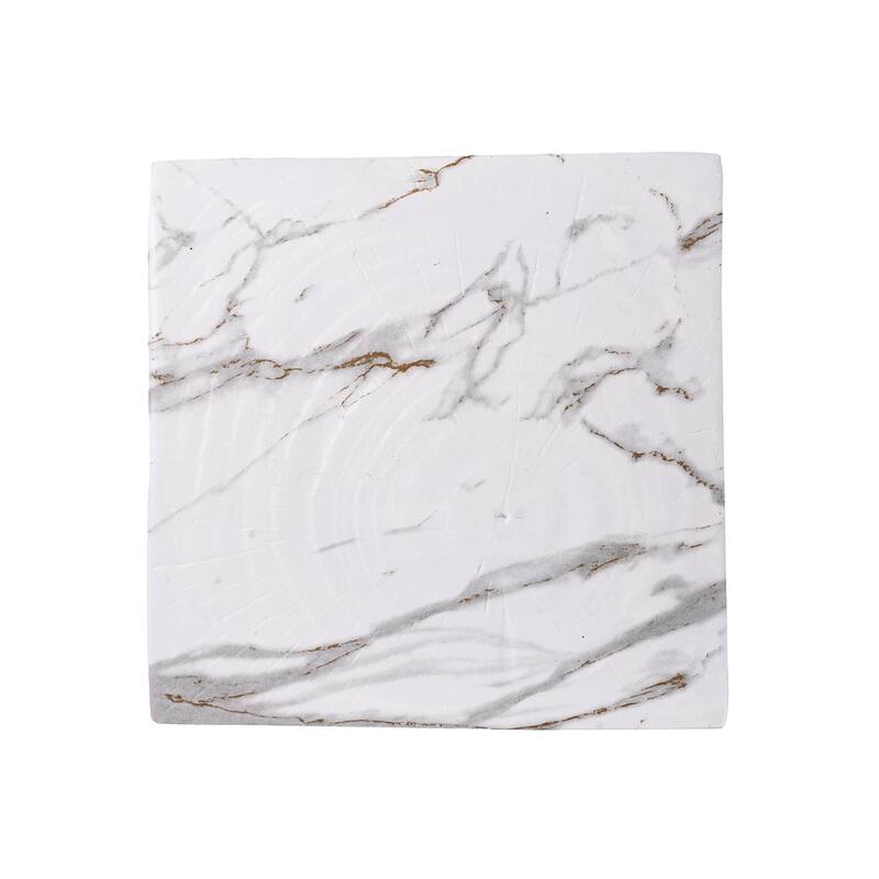 Christopher Knight Home - Modern Indoor/Outdoor 18.5"H Geometric Faux Marble MgO Accent Side Table with Sculptural Fluted Design