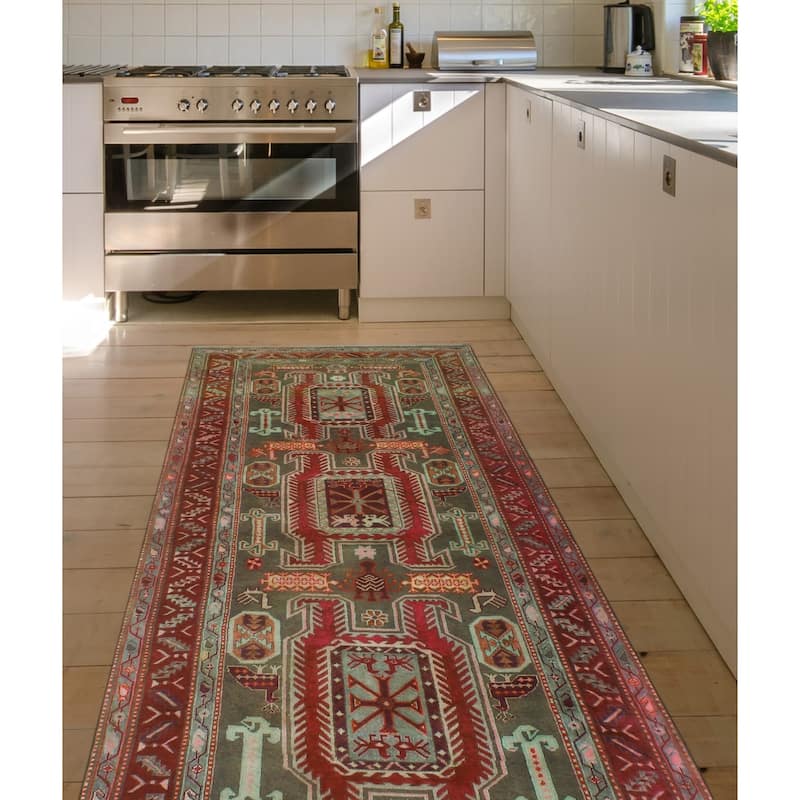 Noori Rug Fine Vintage Distressed Serenity Brown/Burgundy Runner - 4'5" x 10'0"