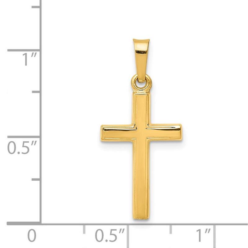 Curata 14k Yellow Gold 18" Polished Simple Latin Cross Pendant Necklace - 27x12mm