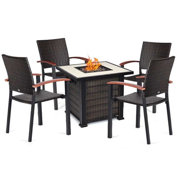 Shop Costway 5 PCS Gas Fire Pit Set 30'' Propane Gas ...