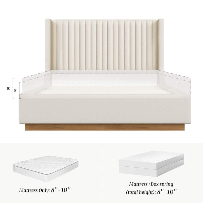 Modern Wooden Queen/King Size Upholstered Platform Bed with Headboard