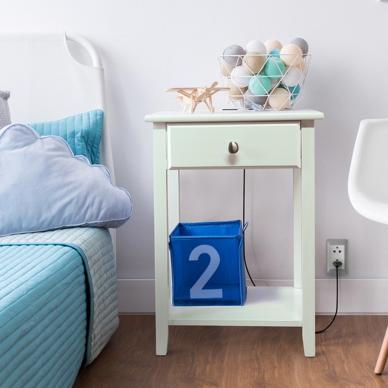 Night Owl 1-drawer Solid Wood Nightstand with USB Ports