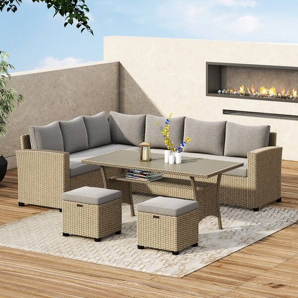 Shop Corvus Leonore Outdoor 5 Piece Rattan Wicker Sofa Set Overstock 31040142