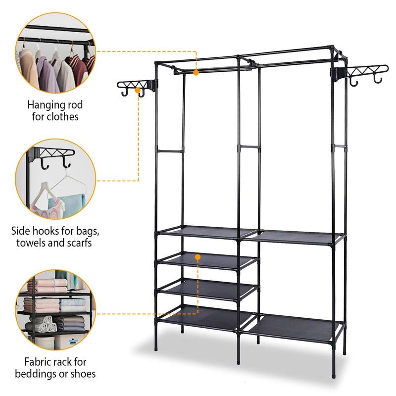 Heavy Duty Garment Rack with Shoe Shelves