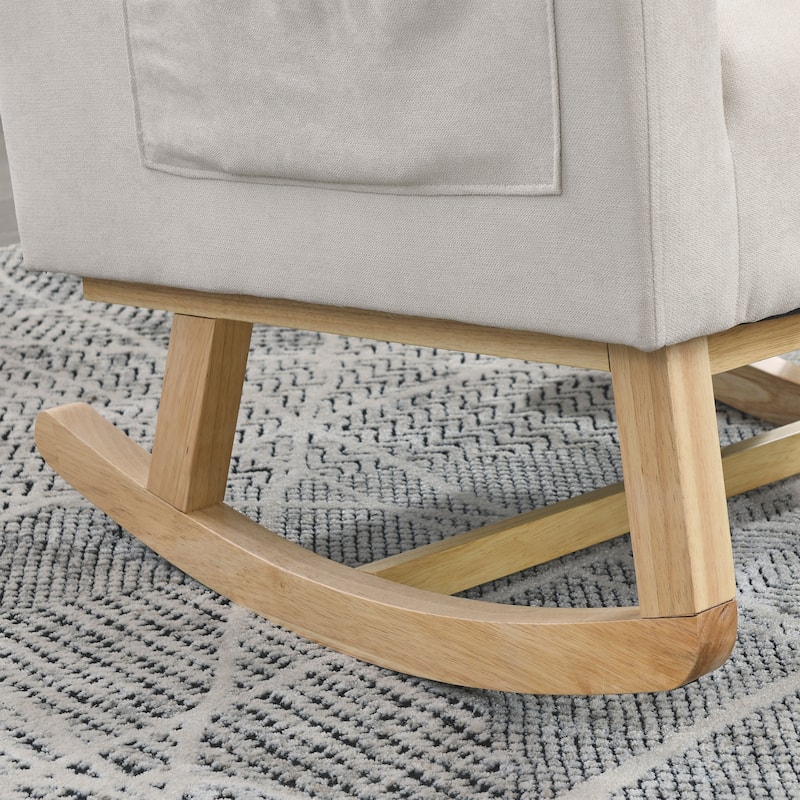 27.5 "W Modern Accent High Back Living Room Casual Armchair Rocker with One Lumbar Pillow, Two Side Pockets