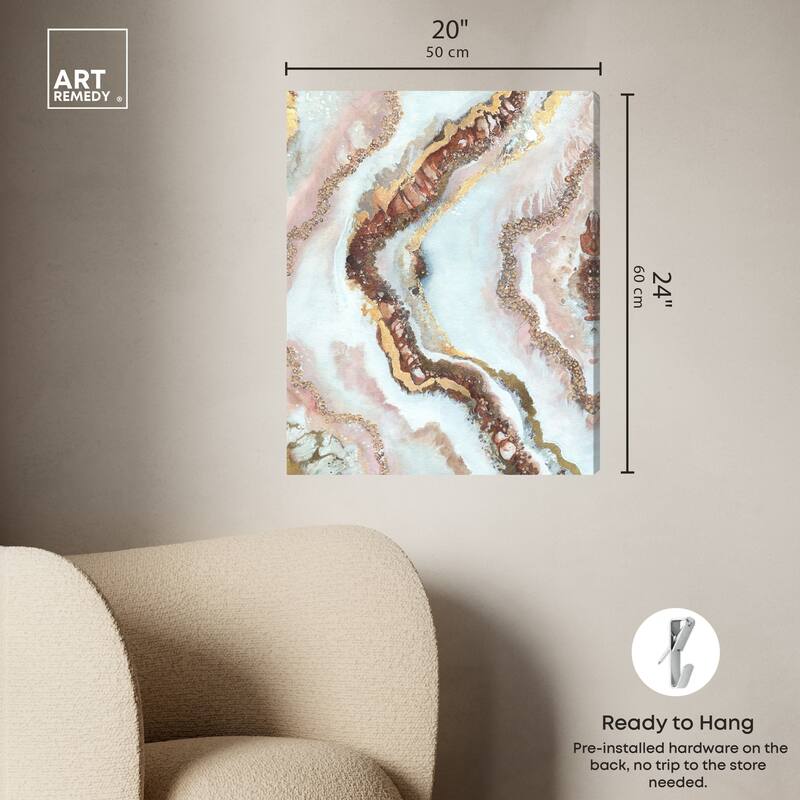 Art Remedy Blush Geode Gallery Wrapped Mineral, Agate & Geode 1 Piece Canvas Wall Art