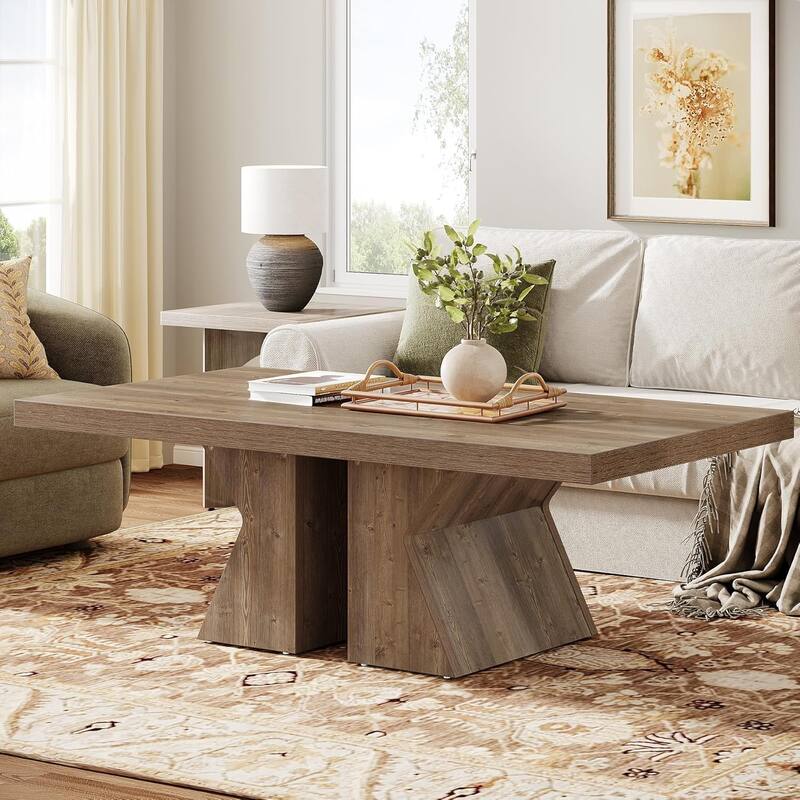 Rectangular Coffee Table Wood Center Table for Living Room
