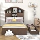 preview thumbnail 2 of 12, Twin Size Wood Platform Bed with House-shaped Storage Headboard and 2 Drawers for Bedroom