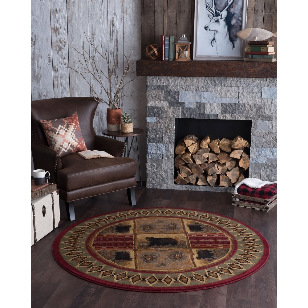 Natural Lodge Novelty Graphic Indoor Area Rug