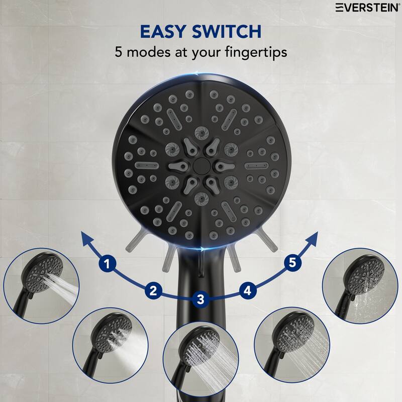 5 Spray Setting High Pressure Handheld Shower Head with Hose