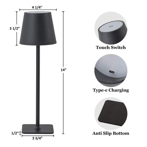 dimension image slide 3 of 4, C Cattleya 4-Pack LED Cordless 3CCT Dimmable Portable Table Lamps