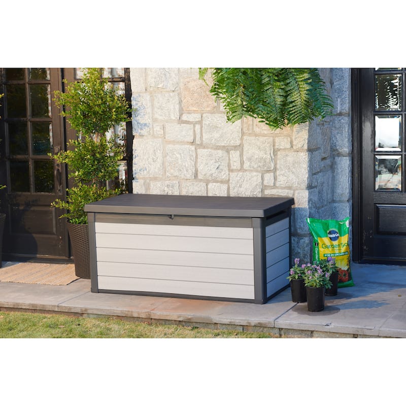 Keter Premier 150 Gallon Durable Resin Outdoor Storage Deck Box For Furniture and Supplies, Grey