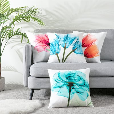 Topfinel Floral Design Square Pillow Cover (Set of 4)